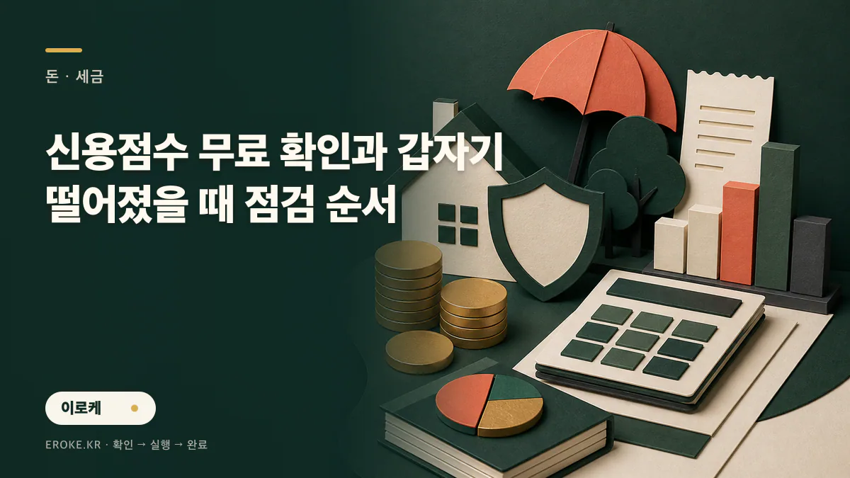 신용점수 무료 확인과 갑자기 떨어졌을 때 점검 순서 대표 이미지