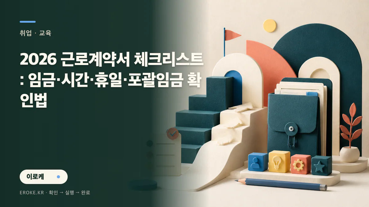 2026 근로계약서 체크리스트: 임금·시간·휴일·포괄임금 확인법 대표 이미지