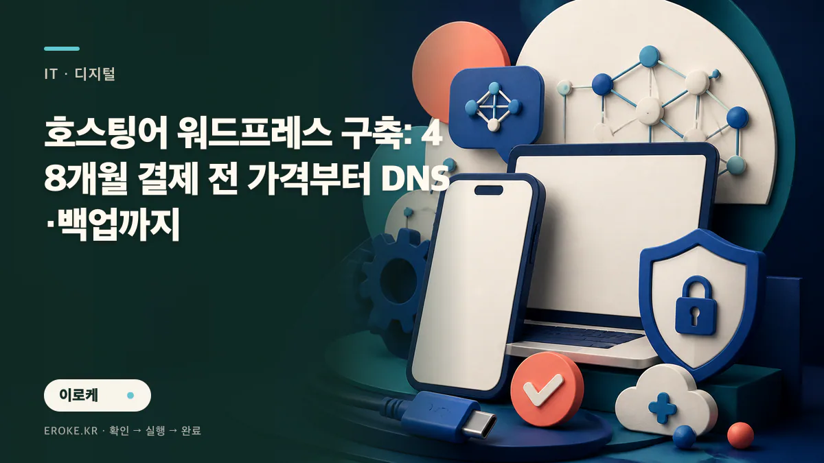 호스팅어 워드프레스 구축: 48개월 결제 전 가격부터 DNS·백업까지 대표 이미지