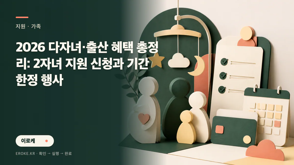 2026 다자녀·출산 혜택 총정리: 2자녀 지원 신청과 기간 한정 행사 대표 이미지
