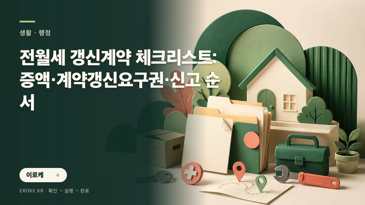 전월세 갱신계약 체크리스트: 증액·계약갱신요구권·신고 순서 대표 이미지