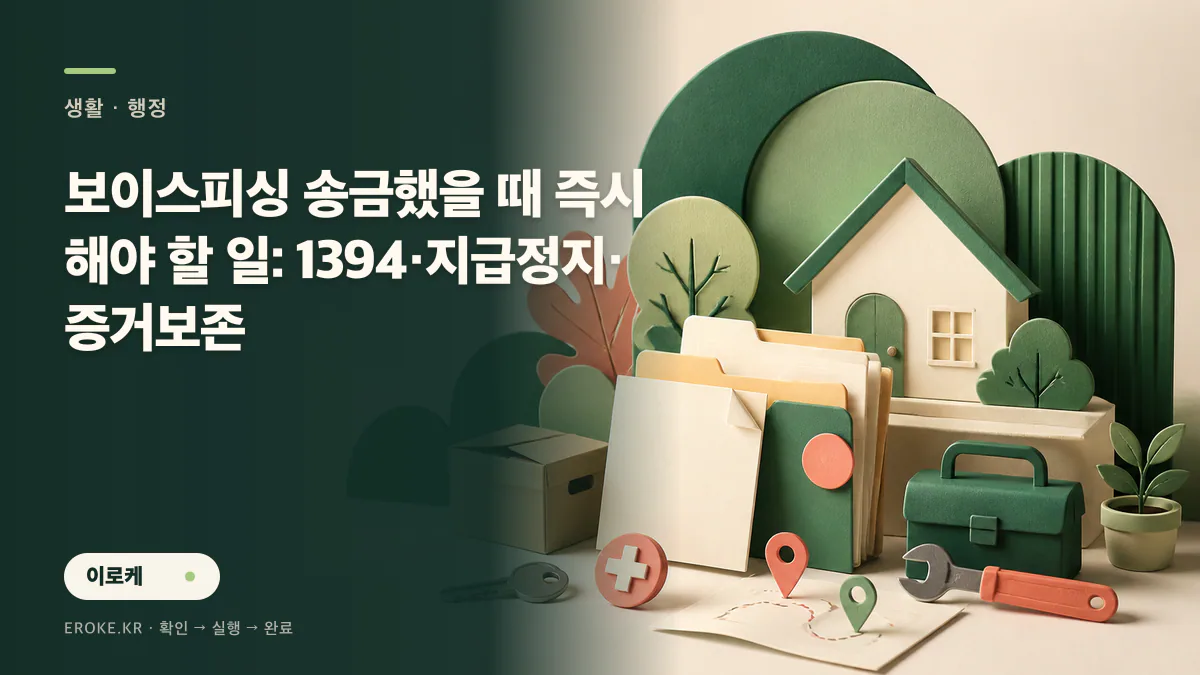 보이스피싱 송금했을 때 즉시 해야 할 일: 1394·지급정지·증거보존 대표 이미지