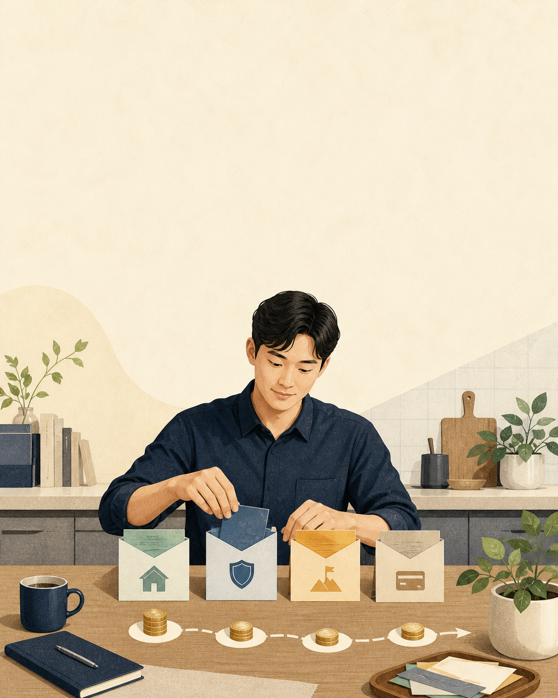 월급을 목적별 봉투로 나누는 직장인